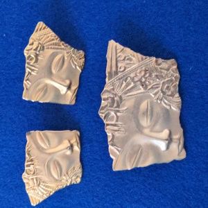 A276 🔥 5 For $35 🔥 JJ Asian Countenance Brooch & Earrings